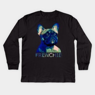 French bulldog colorful vintage style for frenchie lover Kids Long Sleeve T-Shirt